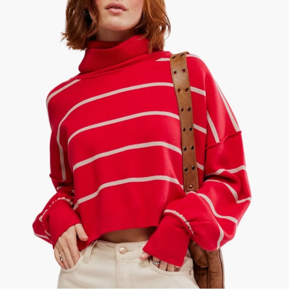 NWT Free People Paulie Stripe Turtleneck Sweater
